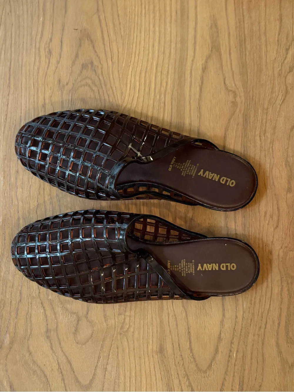 Woven JELLY FLAT OLD NAVY Leather Slip-On Mules in Brown - Picture 6 of 7